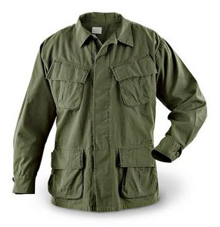 New, Old Stock, Vintage U.S. Military Issue, OD Vietnam BDU Shirt / Jacket - Slant Pocket - Jungle Shirt