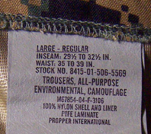 Official USMC Issue Woodland MARPAT APEC Gore-Tex Trousers